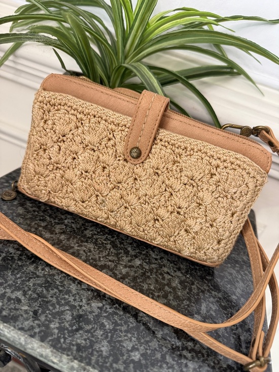 The Sak Handbags - The Sak Iris Tan Crochet Smartphone Crossbody Wallet Wristlet